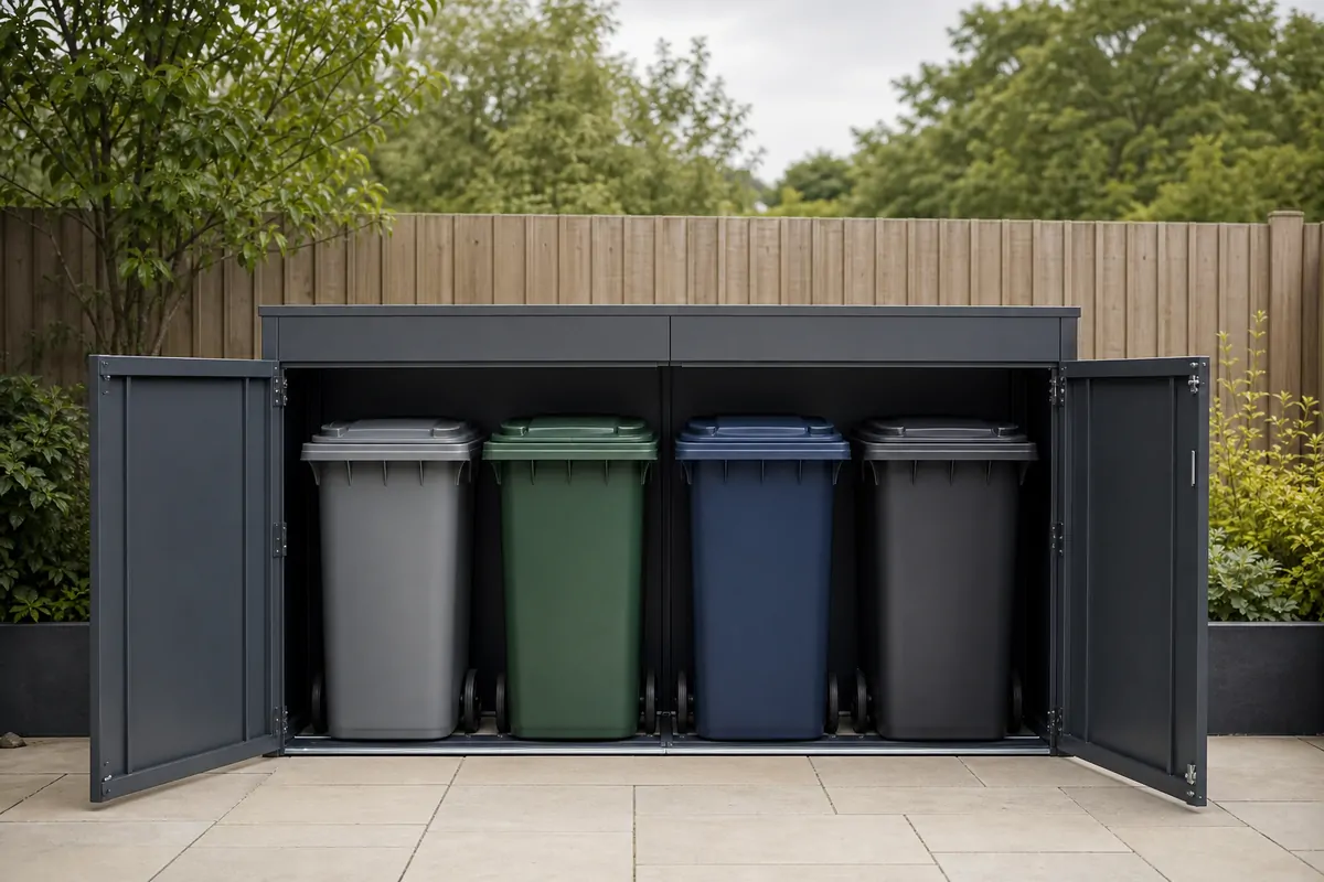 Four-bin stores illustrative dimension view