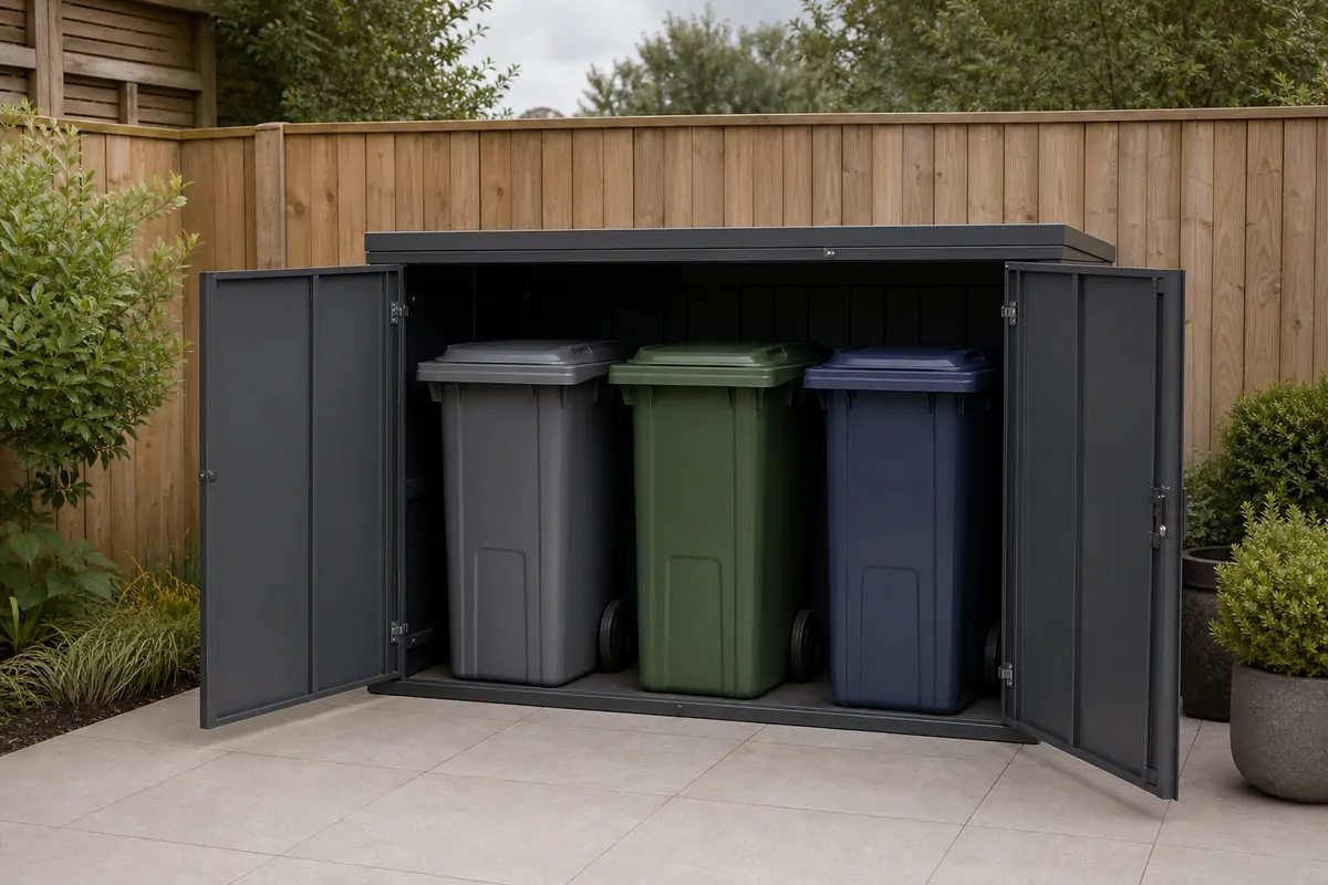 Triple bin stores illustrative dimension view